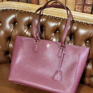 NWT Tory Burch Robinson Tote in Port & Dust Bag